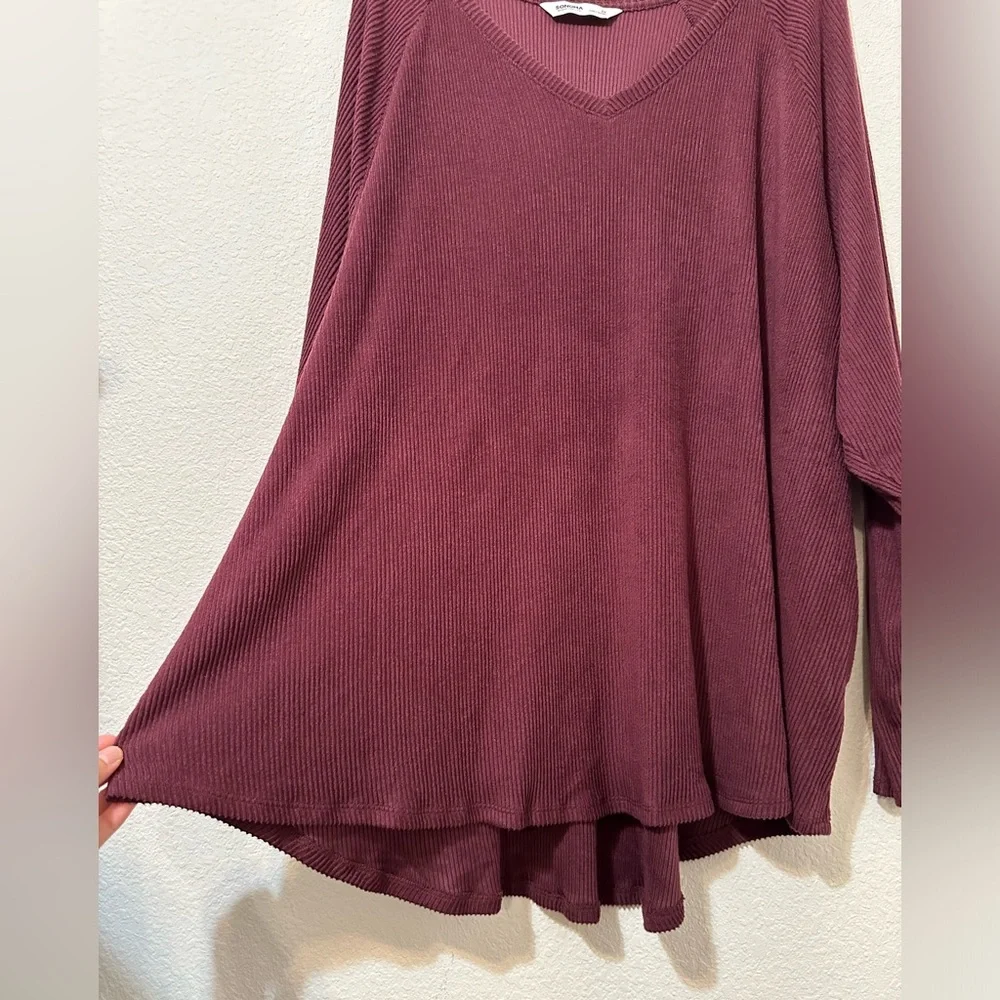 EUC SONOMA Burgundy Long Sleeve V-Neck Tunic Sweater - Picture 6 of 9